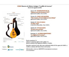 XXIII Muestra de Música Antigua “Castillo de Aracena” 18 al 21 de agosto de 2016