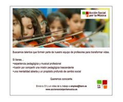 Profesional #Violín ‪#‎Cello‬ ‪#‎Viola‬ #Cuerda para Madrid. ¿Quieres formar parte de un gran cambio